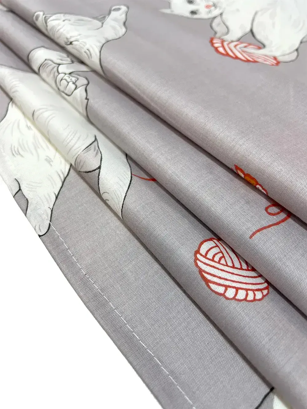 Постельное белье "Kitties" евро наволочки 50х70 2шт Простынь на резинке 180х200 см Пододеяльник 200х215 см Сказка сатин