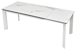 Стол CREMONA 140 MATTE STATUARIO Белый мрамор матовый, керамика/ белый каркас, ®DISAUR