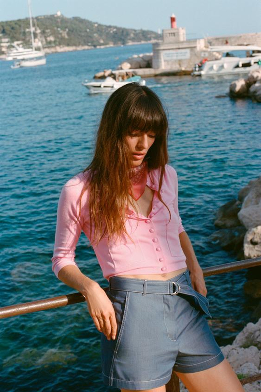ZARA ОДНОТОННЫЙ КАРДИГАН С РУКАВАМИ 3/4, ЦВЕТ РОЗОВОГО МЕЛА