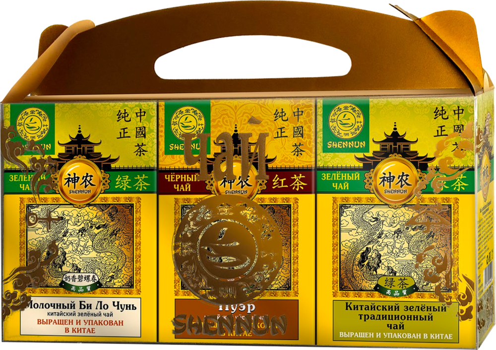 Чай Shennun Набор Молочный Би Ло Чунь, Пуэр, Зеленый 300 г