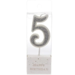 Свеча для торта Цифра Иллюзия «5» 9.5 см, серебро