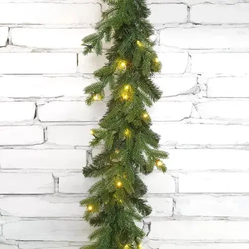 Хвойная гирлянда Графская 270*30 см., 60 теплых-белых LED ламп, Литая хвоя+ПВХ, ЕлкиТорг (23053)