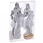 Елочные игрушки «Морской конек» 10,5 см (набор 2 шт), Серебро