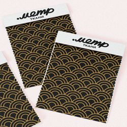 Ткань мембрана золотые волны на чёрном