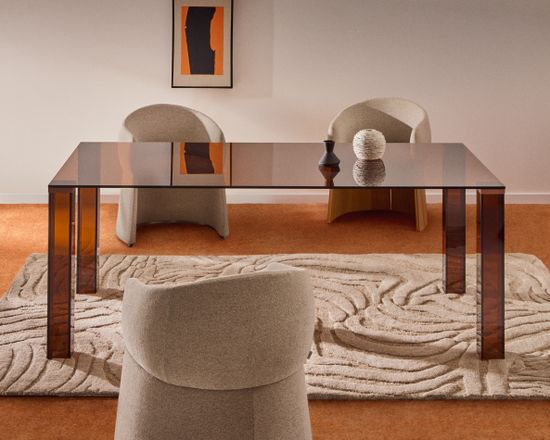 Стол Adularia из коричневого закаленного стекла 200 x 100 см