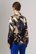 23154 Блузка женская (бежево-черный принт)