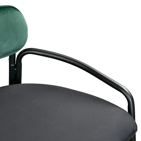 Полубарный стул Ror, Round, темно-зеленый/черный велюр