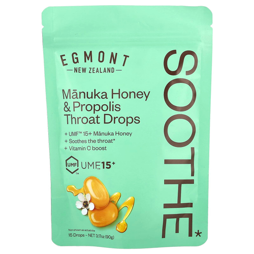 Egmont Honey, леденцы для горла с мёдом манука и прополисом, 15 шт., 90 г (3,17 унции)
