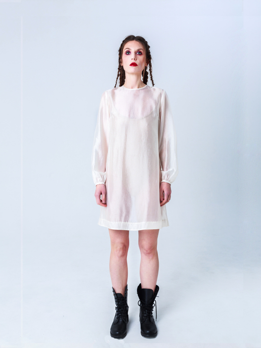 Платье-туника из органзы "Лебедь". Белое