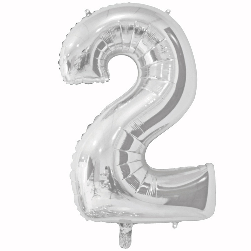 Шар ЦИФРА 2 Silver 26" 66 см