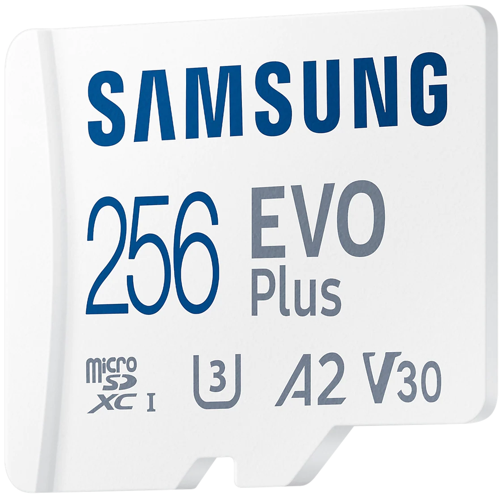 Карта памяти Samsung EVO Plus microSDXC 256 ГБ Class 10, V30, A2, UHS-I U3, R 130 МБ/с, адаптер на SD
