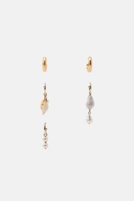 ZARA НАБОР СЕРЕГ-КОЛЕЦ С РАКОВИНАМИ, ЗОЛОТИСТЫЙ