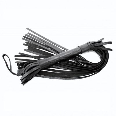 Чёрная плетка из натуральной кожи - 60 см. (Цвет: черный)