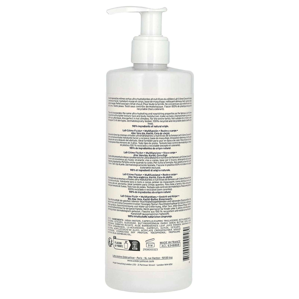 Embryolisse, Lait Creme Fluid+, многофункциональное увлажняющее средство, 400 мл (13,52 жидк. унции)