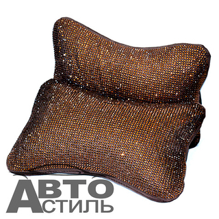 Подушки на подголовник Coolpart - DIAMOND (2шт) - P20-CH - Замша шоколад +Стразы