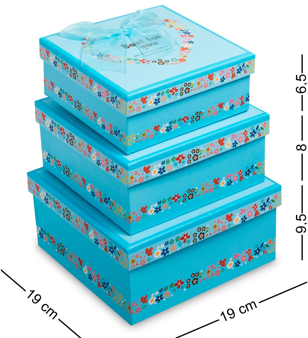 WG-29-B Набор коробок из 3шт «Квадрат» цв.голубой