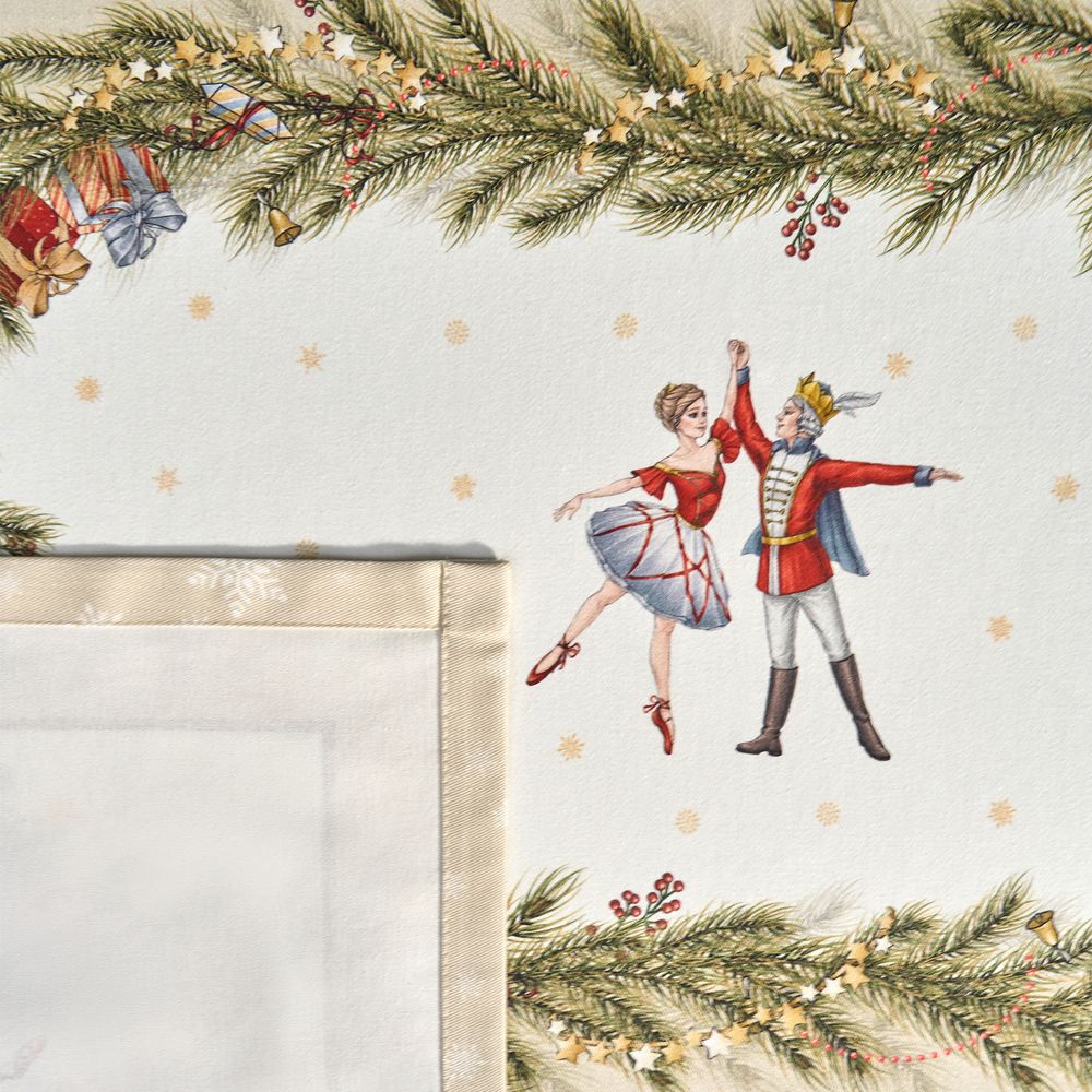 СКАТЕРТЬ "ЩЕЛКУНЧИК" 160Х220СМ БЕЖЕВЫЙ,100% ХЛОПОК,ТВИЛ