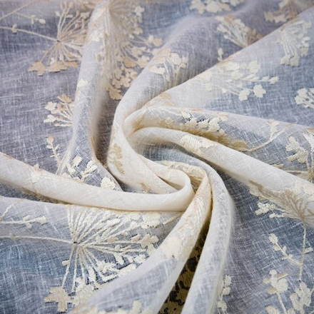 Тюль с вышивкой на нежном батисте Vistex арт. Aneto col. beige (высота 300 см, Турция)