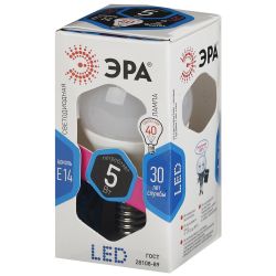 Лампа светодиодная ЭРА STD LED P45-5W-840-E14 5Вт шар нейтральный белый свет Е14