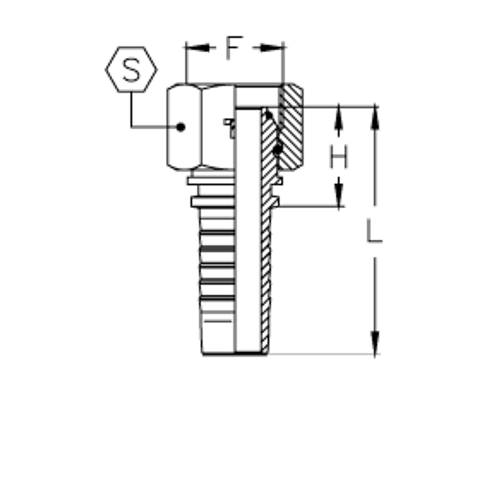 Фитинг DN 06 BSP (Г) 1/4 (накидная гайка) (o-ring)