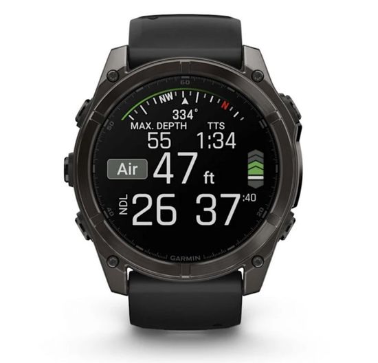 Умные часы Garmin Fenix 8, 51 мм, AMOLED, Sapphire Carbon Gray DLC Titanium with Black/Pebble Gray Silicone band