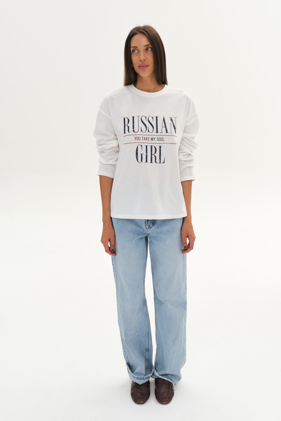 Лонгслив RUSSIAN GIRL | Молочный