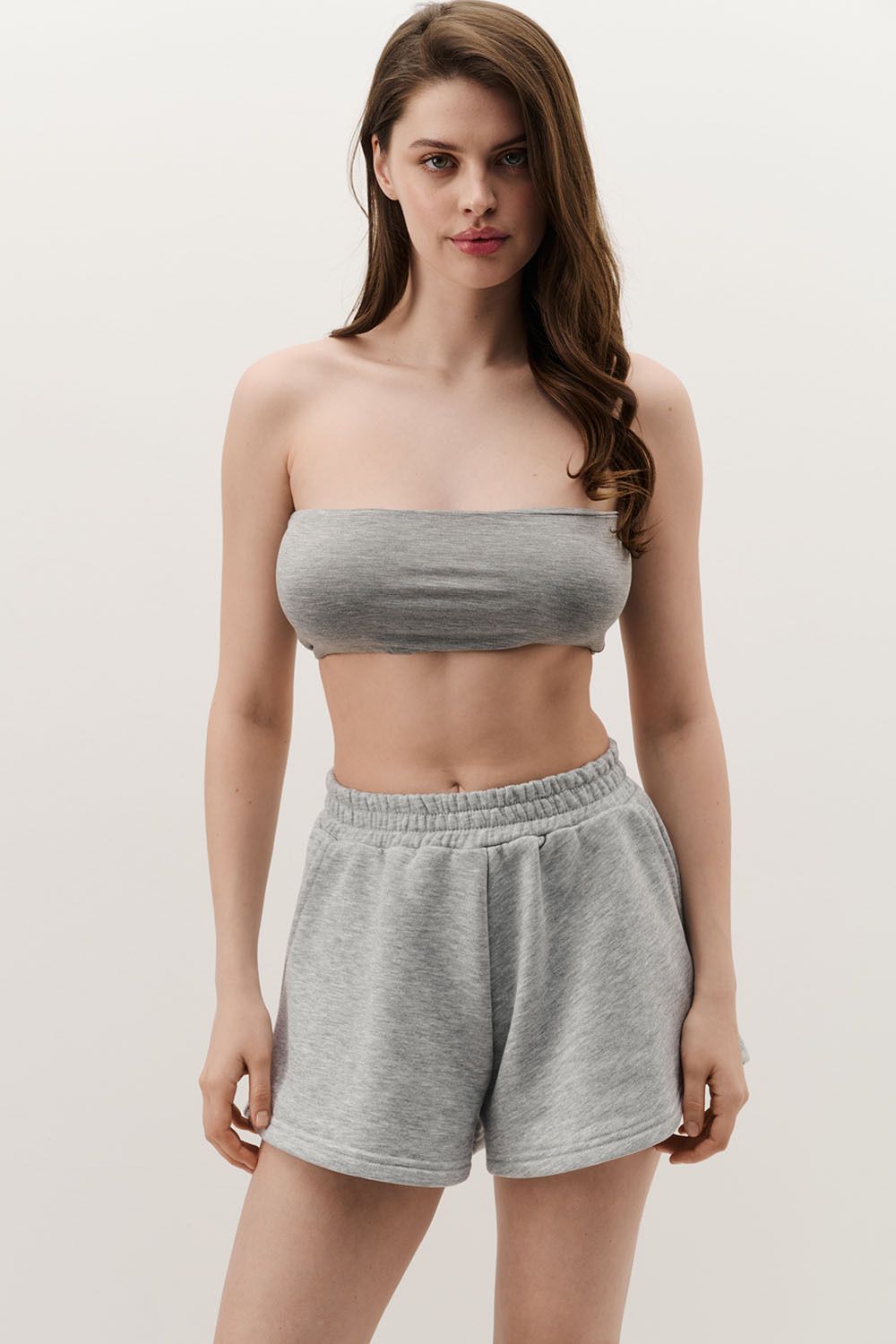 Топ-бандо из вискозы цвета серый меланж