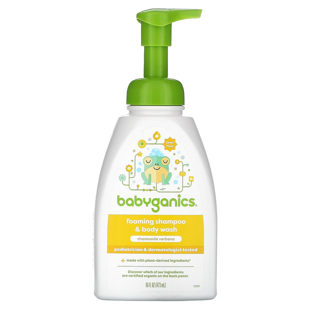 Babyganics, Пенящийся шампунь и гель для душа, ромашка и вербена, 473 мл (16 жидк. унц.)