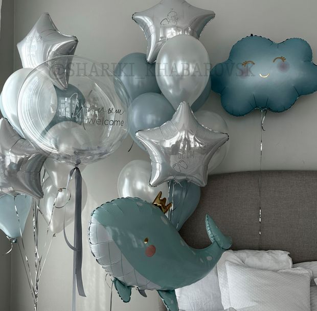 Воздушные шары на выписку для мальчика №6088