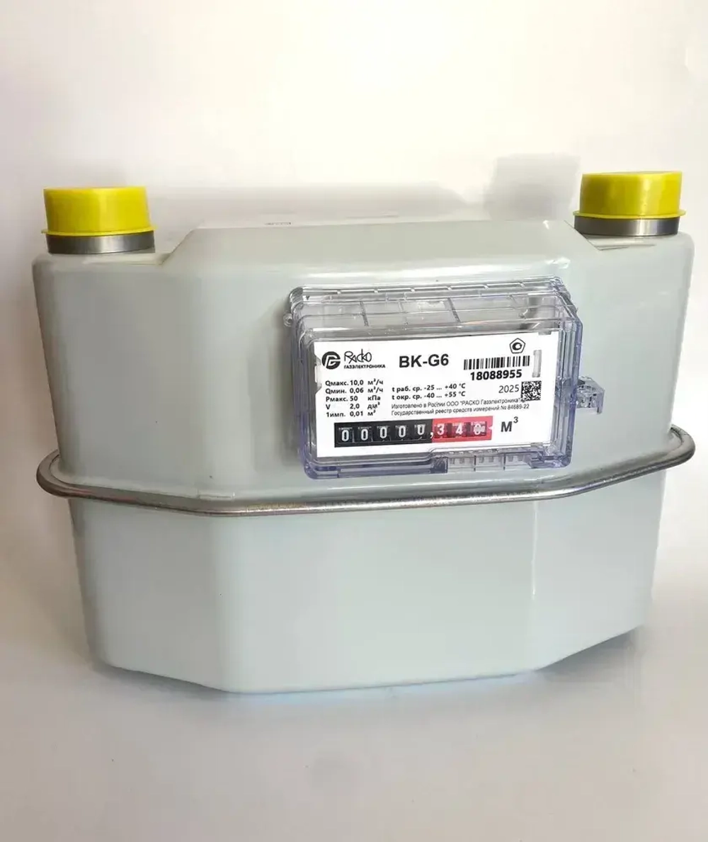 Счетчик газа ВК-G6 Слева-Направо (Левый) 2025 г. ООО РАСКО Газэлектроника. Прокладки в комплекте