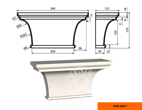 Пилястра ПЛВ-200/1 (капитель)
