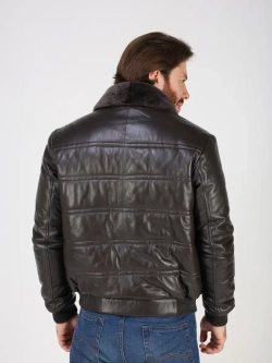 Куртка пуховик из натуральной кожи короткая