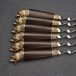 Подарочный набор шампуров "Медведь Prime", рукояти венге