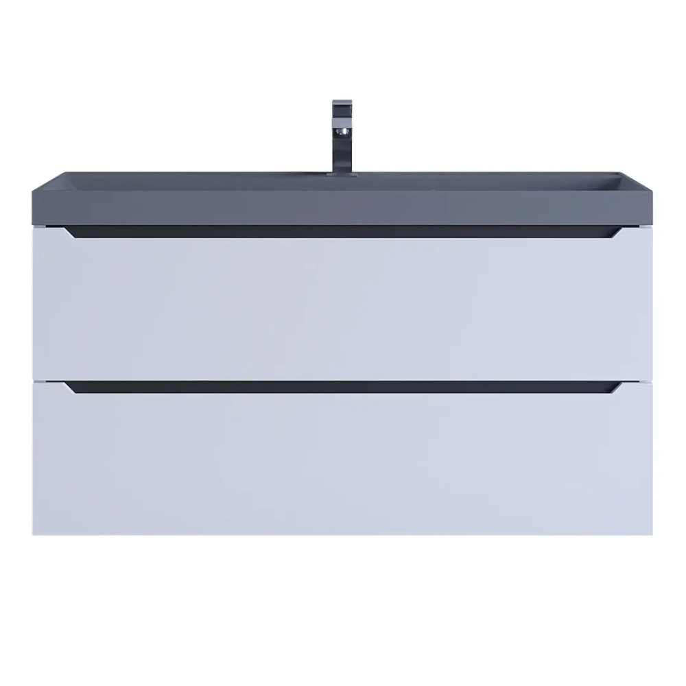 Тумба с раковиной для ванной Uperwood Tanos-Classic Quartz 100 см, белая графит/бетон