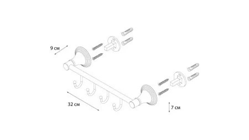 "LUKSOR" Планка 4 крючка FX-71605-4B (к/к 10)
