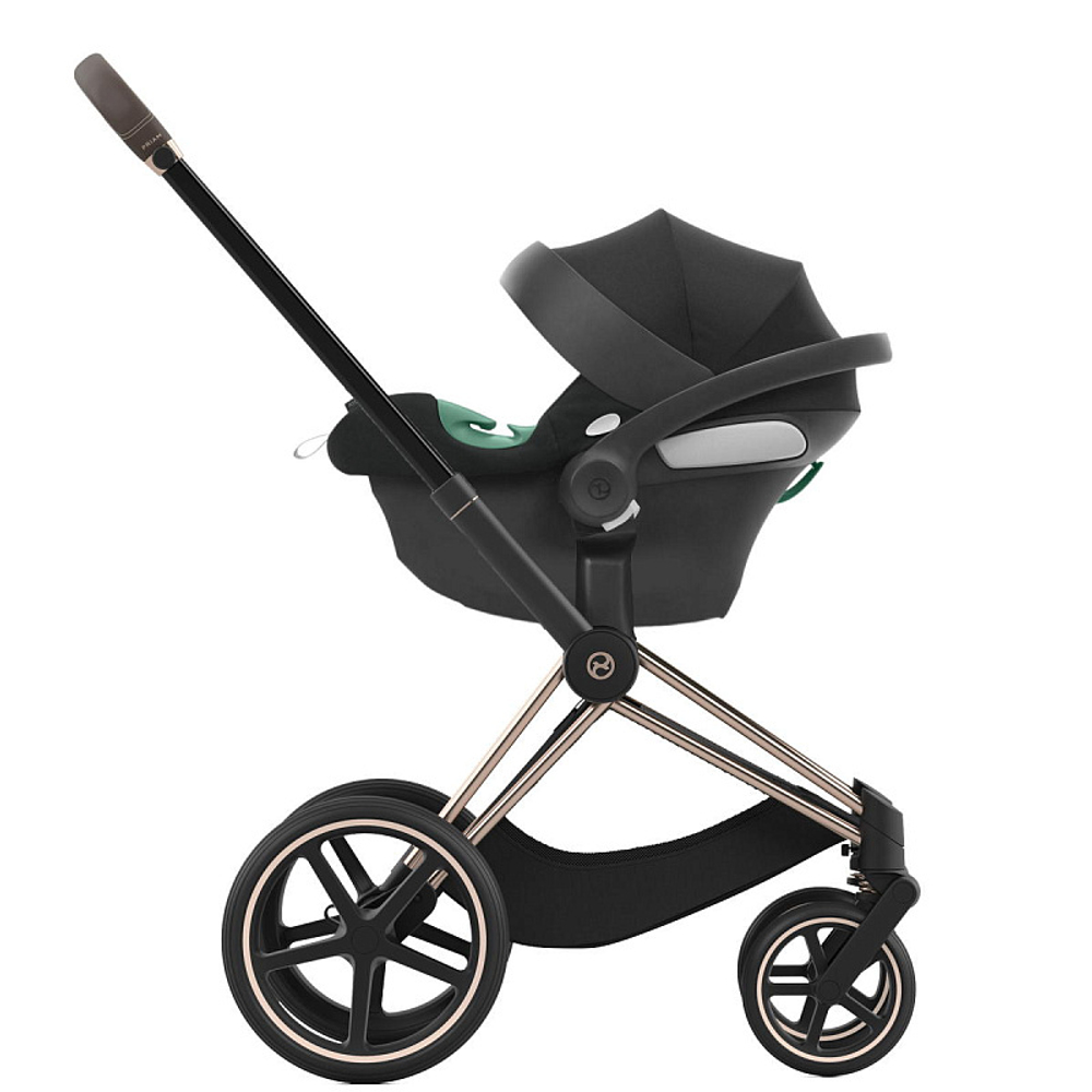 Коляска 3 в 1 Cybex Priam IV Rosegold complete и автокресло Aton B2 i-Size Volcano Black Cozy Beige