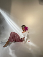 Заколка с перьями фуксия