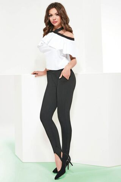 Женские легинсы-брюки Andrea с кармашками (Размер: XL) (Цвет: черный)