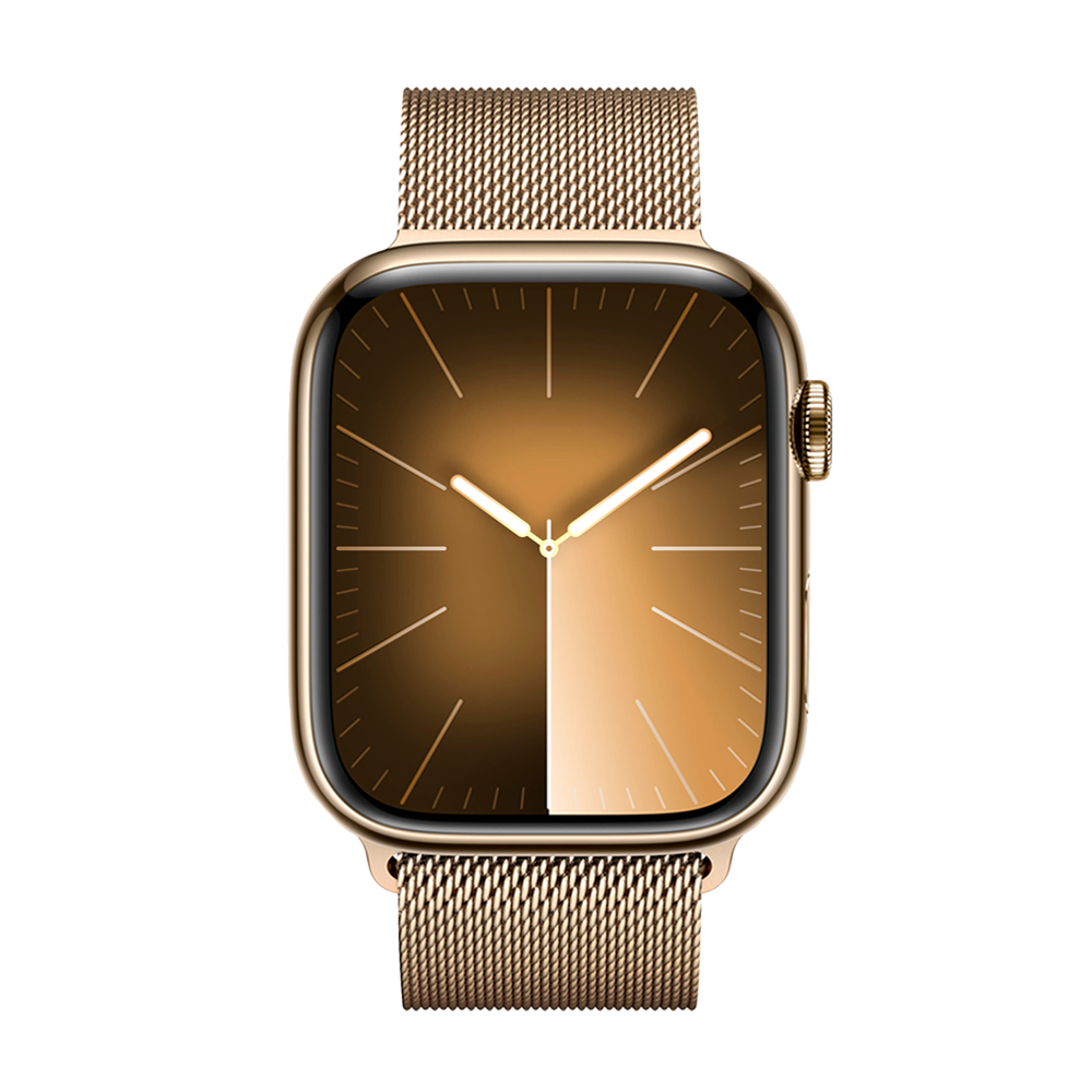 Умные часы Apple Watch Series 9 GPS + Cellular, 45mm, Stainless Steel Case with Gold Milanese Loop (Золотистый)