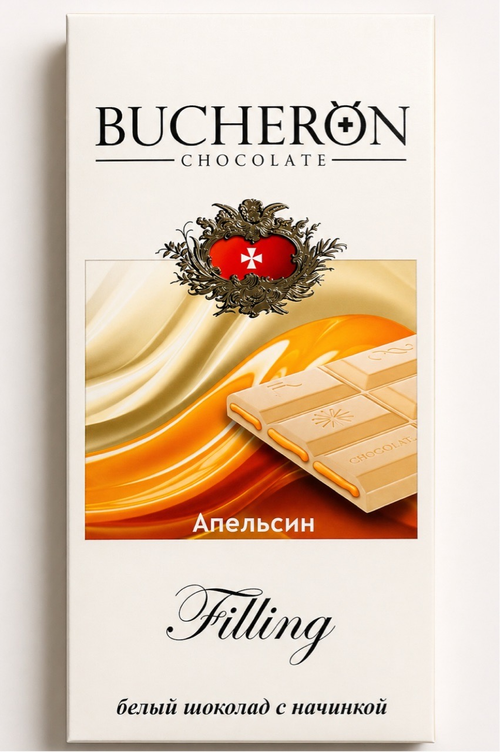 ШОКОЛАД BUCHERON FILLING БЕЛЫЙ СО ВКУСОМ  АПЕЛЬСИНА 85Г/60