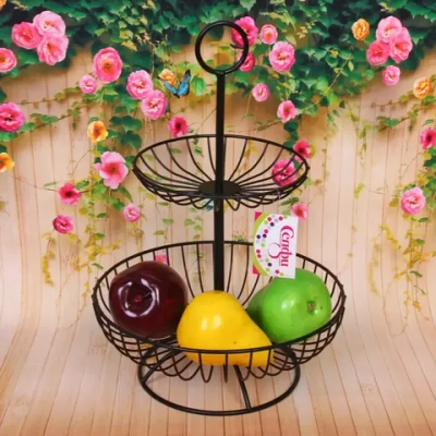 Фруктовница «Brownie» 2 яруса (16*25*36см) полоски черная