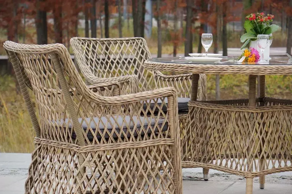 "Доппио" обеденная группа плетеная, цвет соломенный