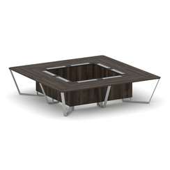 Steel Meet Стол переговорный квадратный KM-PR.B.SP-16K Дуб Мали/Графит Глянец/Металл Серый 3200*3200