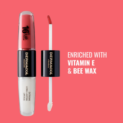 Dermacol 16H Lip Colour - Стойкая помада и блеск для губ, 2× 4 ml