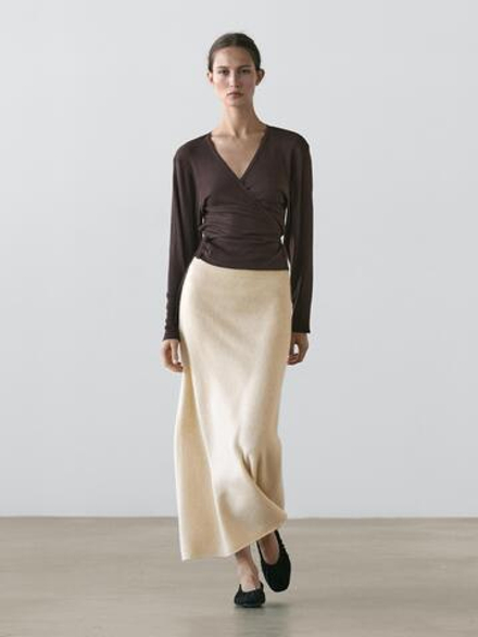 Massimo Dutti Двубортный кардиган, коричневый