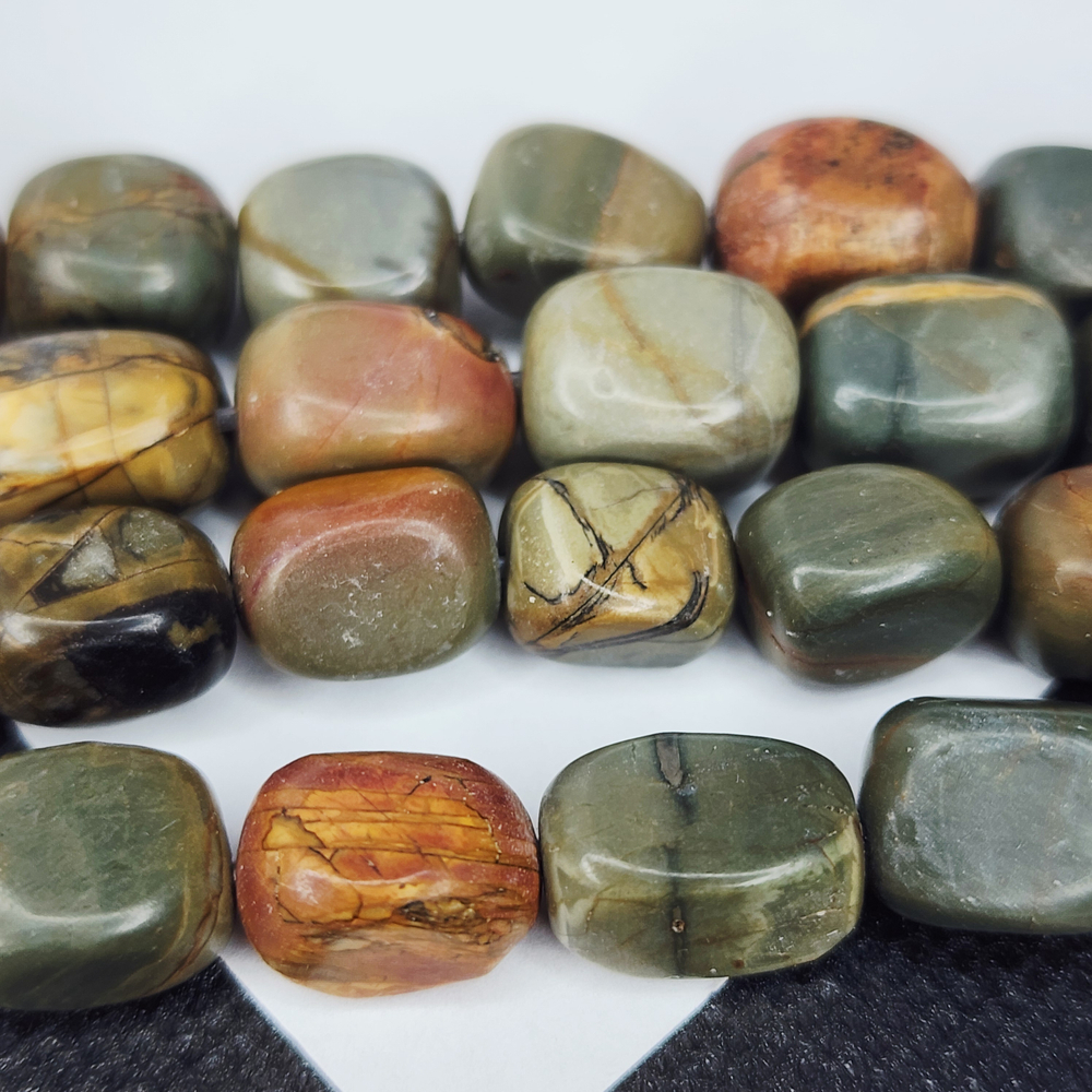 Яшма Пикассо, полихромная яшма, прямоугольник, бочонок, р-р 13×8мм, штучно