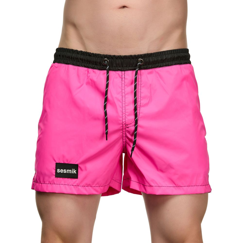 Мужские шорты фуксия с черным карманом сзади Sesmik STORM COLORS PINK