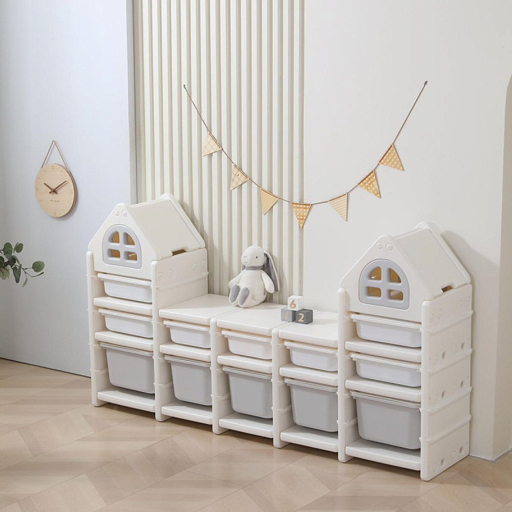 Стеллаж для игрушек UNIX Kids 12 ящиков Grey