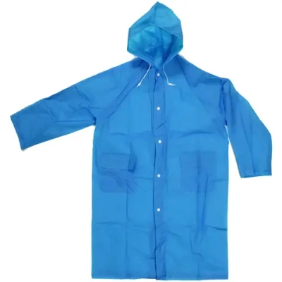 Дождевик-плащ 140 Мкрн 110см «Урал» с капюшоном и завязками, на кнопках, голубой ДоброСад
