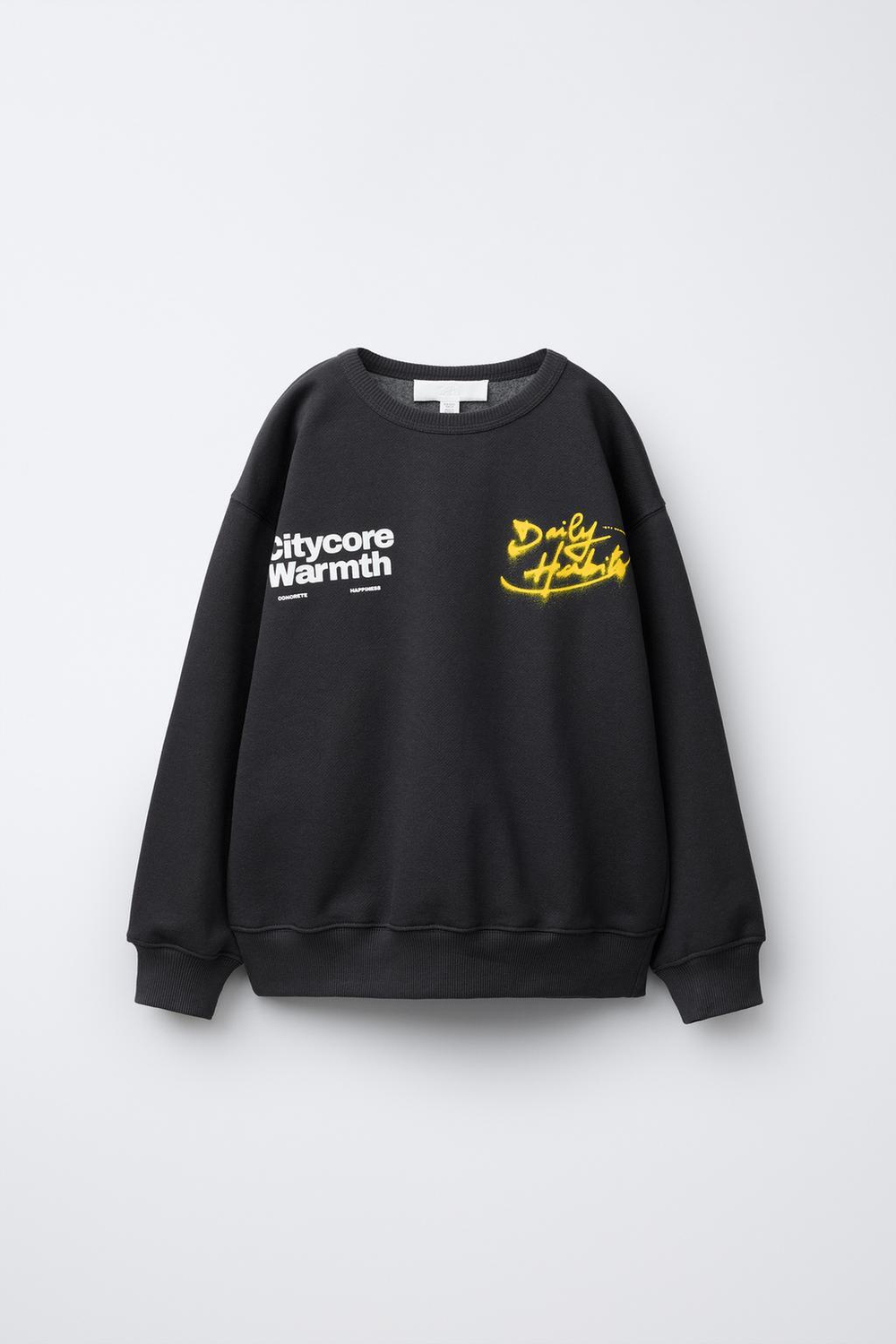 ZARA ТОЛСТОВКА С ГРАФФИТИ-ПРИНТОМ, ТЕМНЫЙ АНТРАЦИТ